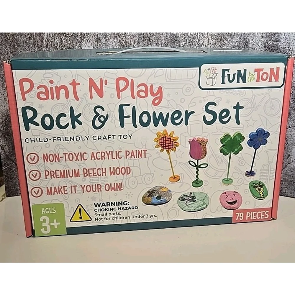 Fun By The Ton 2021 Paint N' Play Rock & Flower Set New (102)